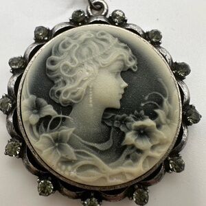 Elegant Cameo Earrings with Black and Gray Accents